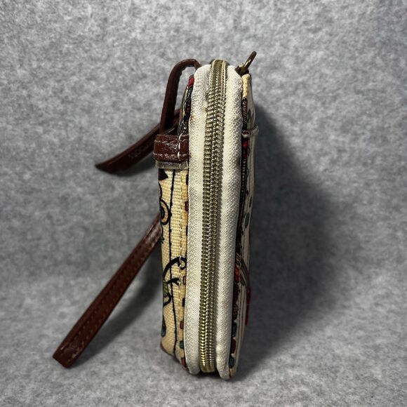 SAKROOTS Owls Floral Peace Cell Phone‎ Zip Wallet Wristlet Pouch No Strap - Picture 3 of 16